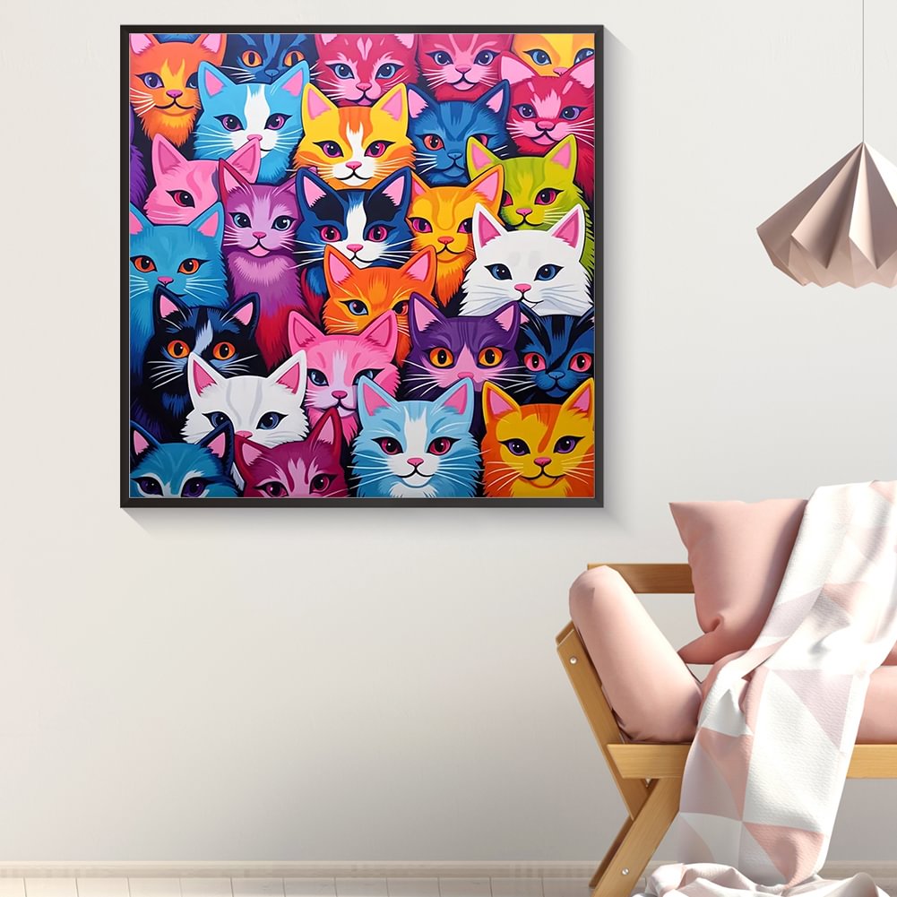 Resin Art Baby - 다이아몬드 페인팅 가족 컬러풀 베이비 캣