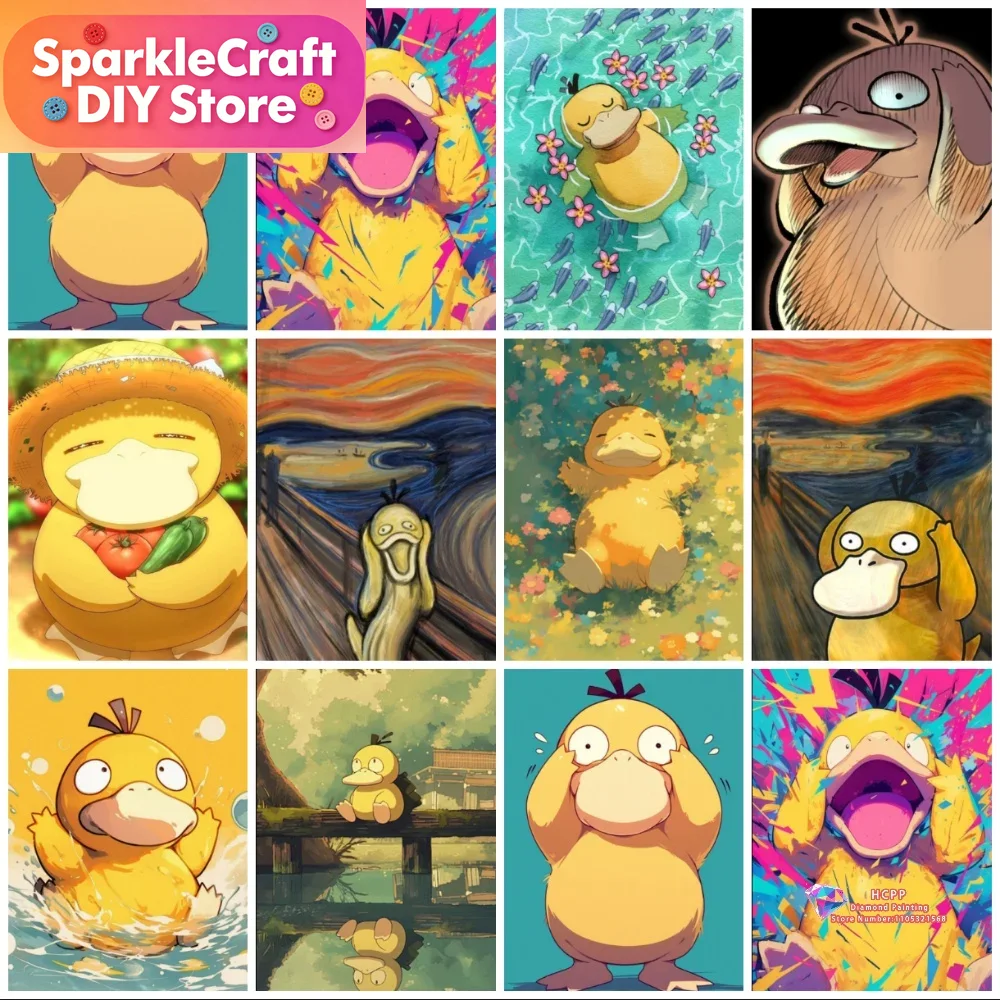 Resin Art Work - 1pc 프레임리스 Psyduck 만화 5D 다이아몬드