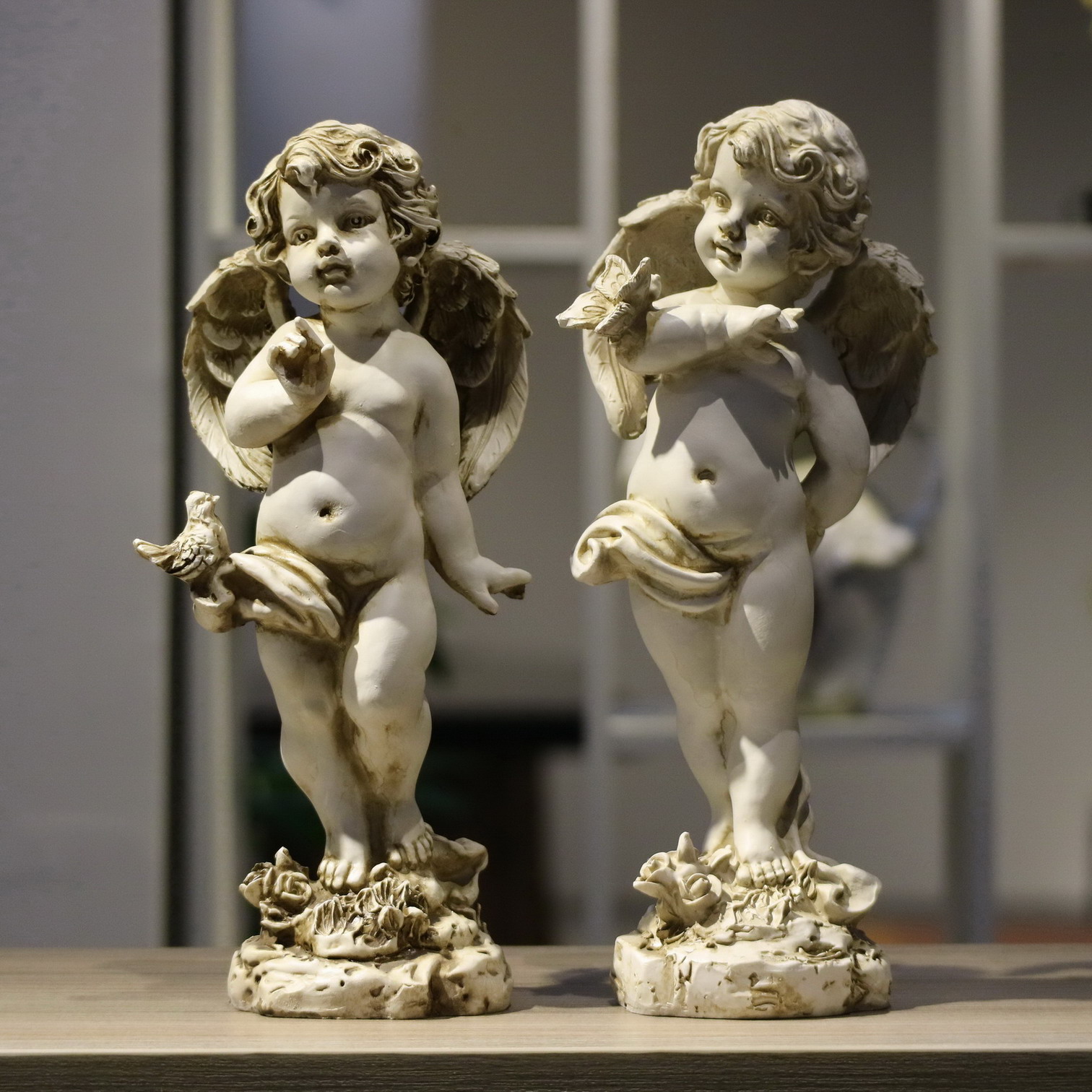 레트로 수지 천사 인형 29cm 홈 안뜰 장식 예술 공 - Resin Art Wedding Gift 리뷰 및 가격
